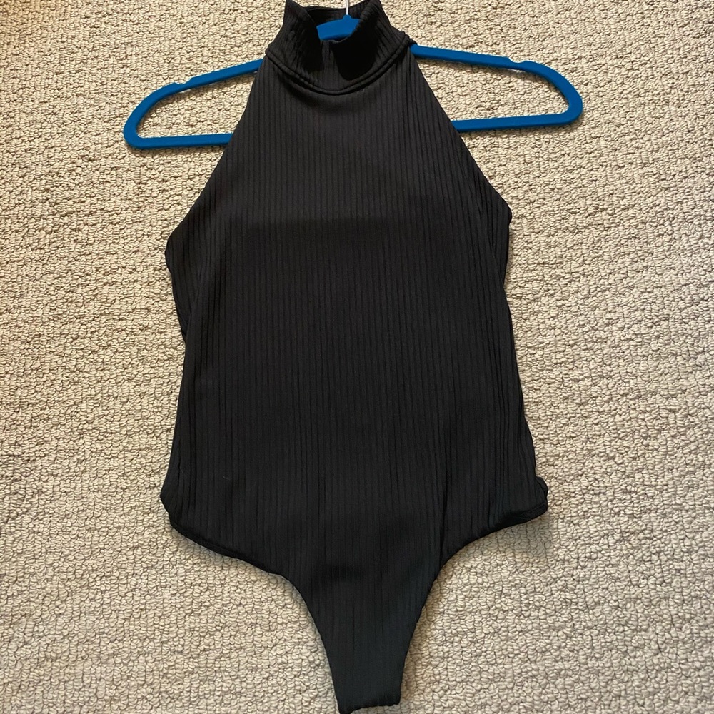 Rubbed Mock Neck Tank Bodysuit